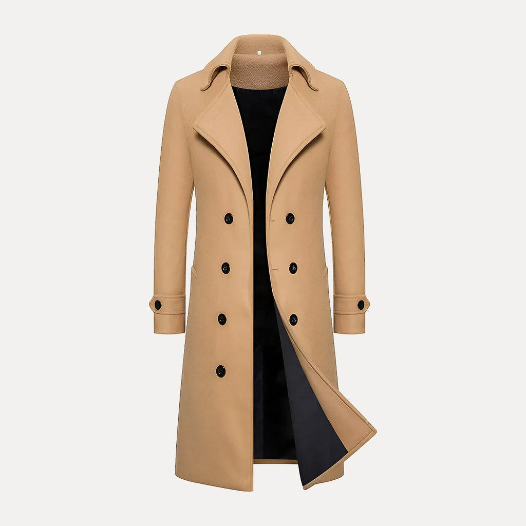Elegant Men's Overcoat With Peak Lapels 0