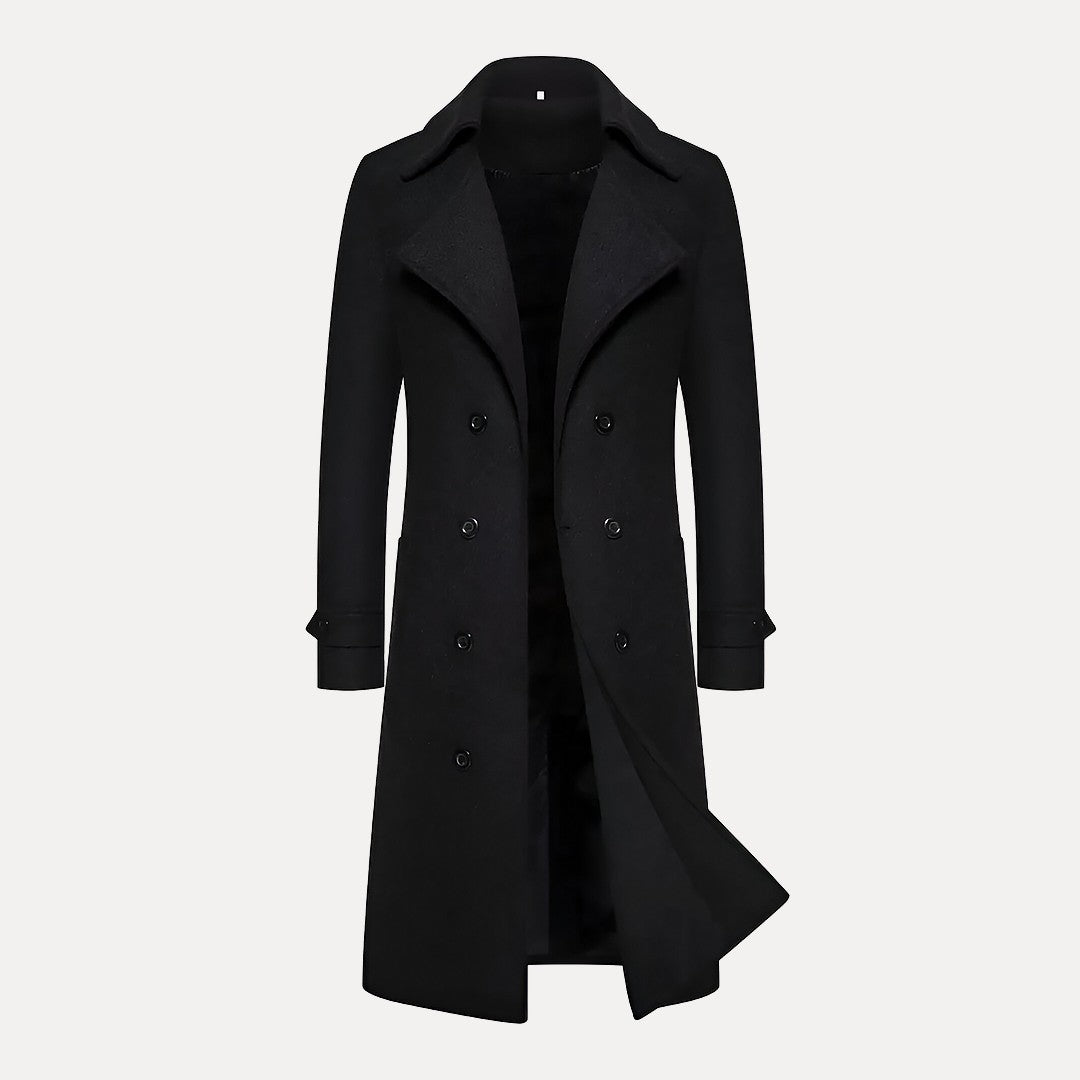Elegant Men's Overcoat With Peak Lapels 2