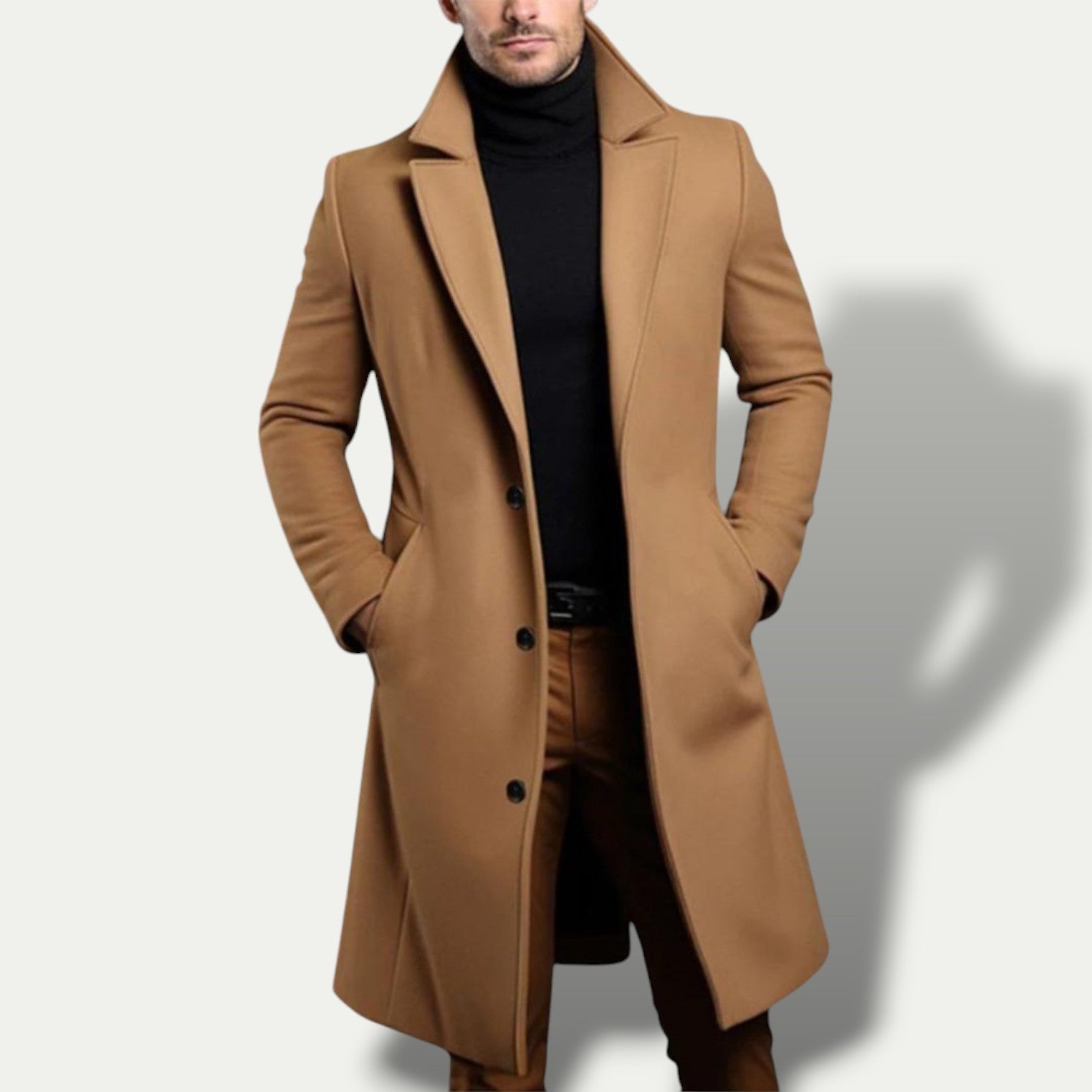 Elegant Men's Overcoat With Structured Shoulders 2