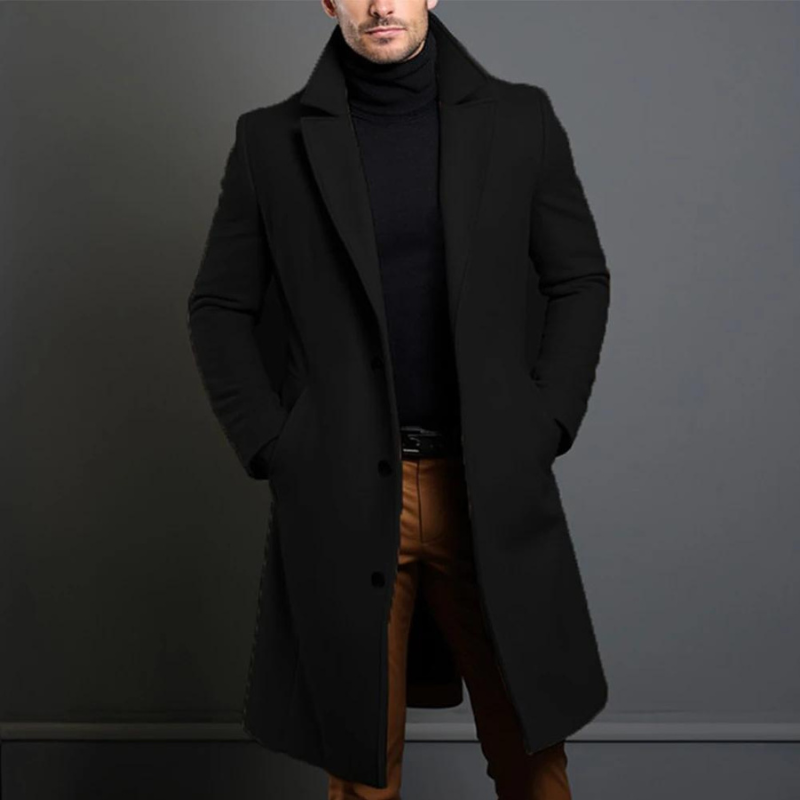 Elegant Men's Overcoat With Stylish Cut 0