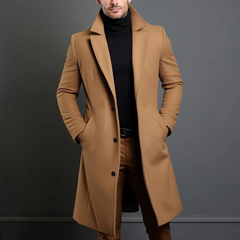Elegant Men's Overcoat With Stylish Cut 1