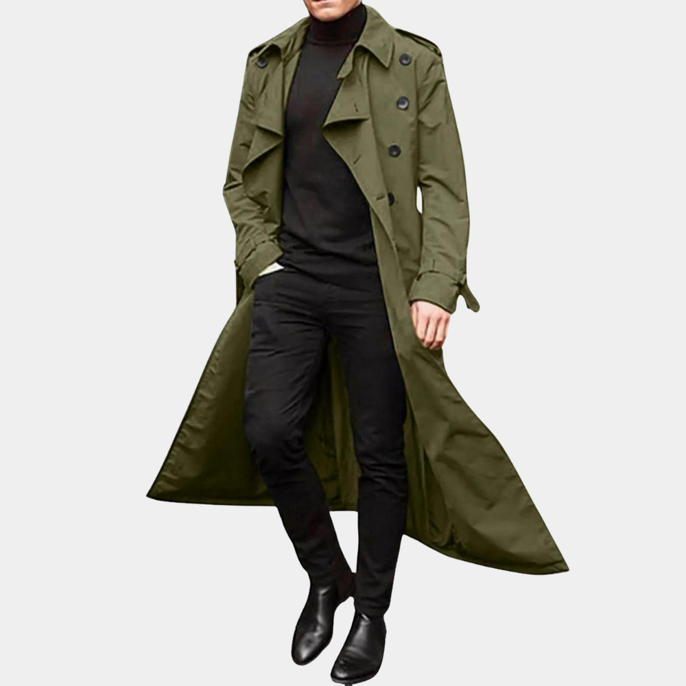 Elegant Men's Trench Coat With Belted Design 1