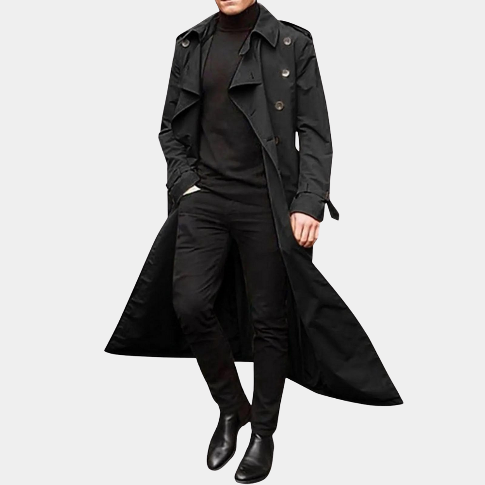 Elegant Men's Trench Coat With Belted Design 2