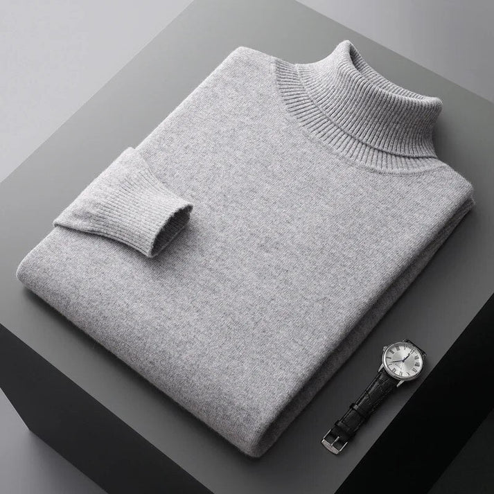 Elegant Men's Turtleneck Sweater Slim Fit Blue 3