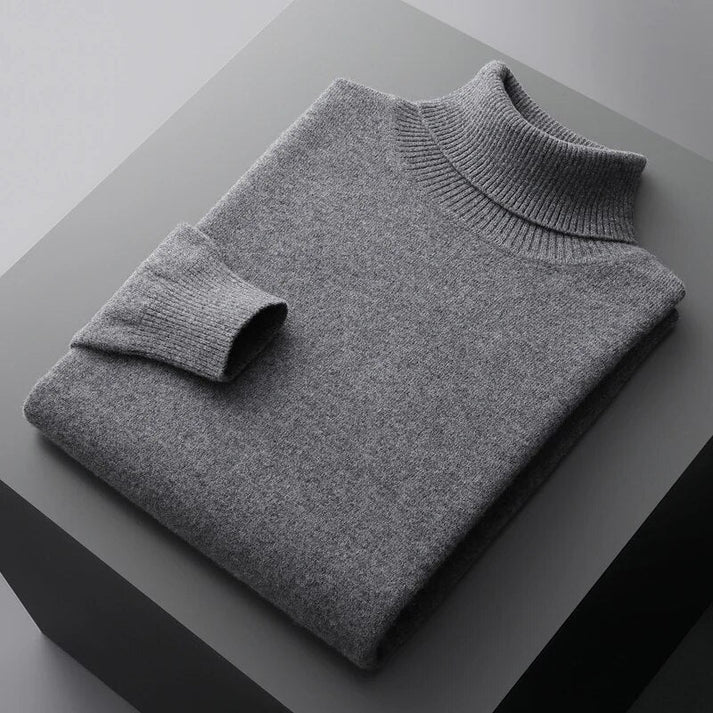 Elegant Men's Turtleneck Sweater Slim Fit Blue 5