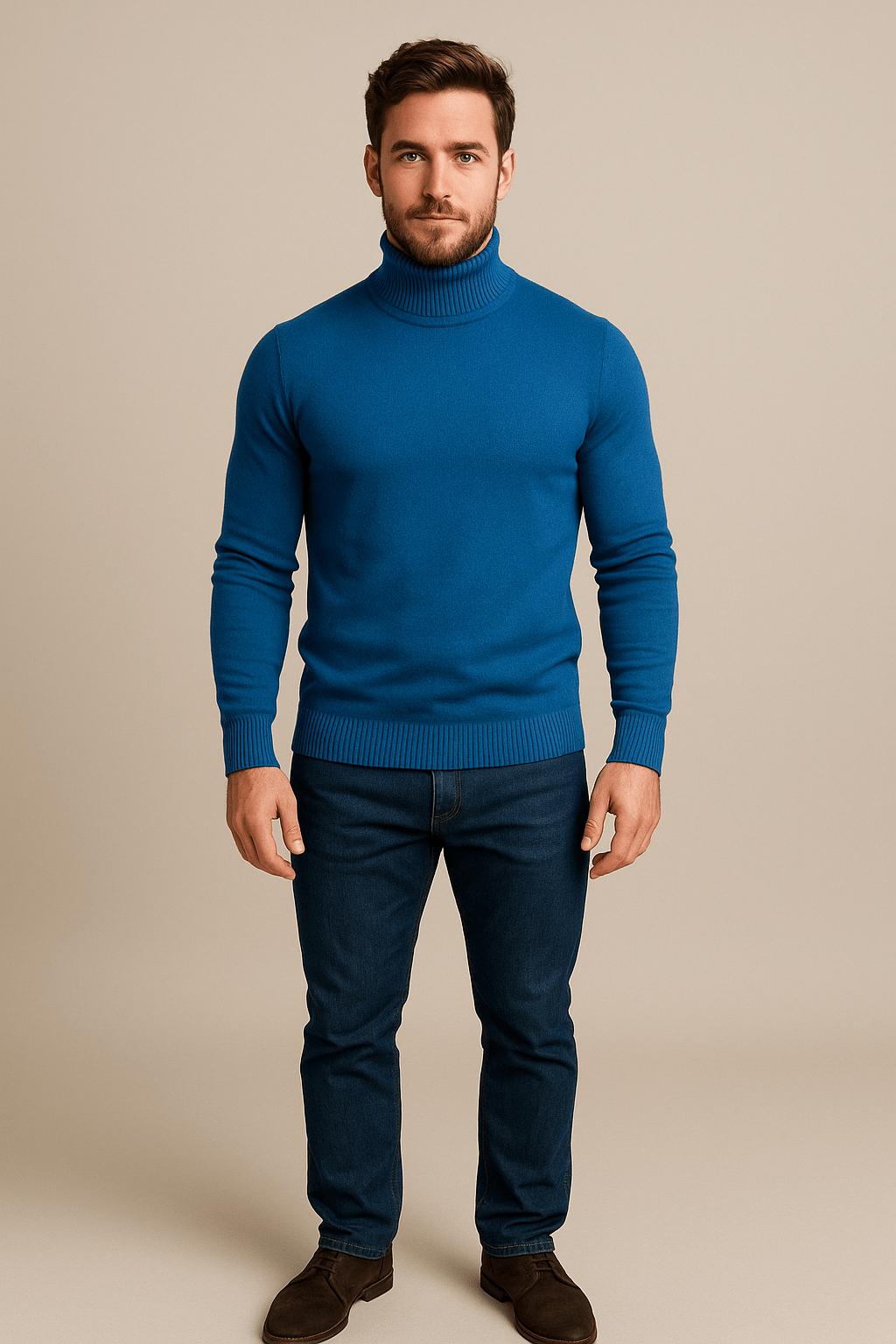 Elegant Men's Turtleneck Sweater Slim Fit Design 0