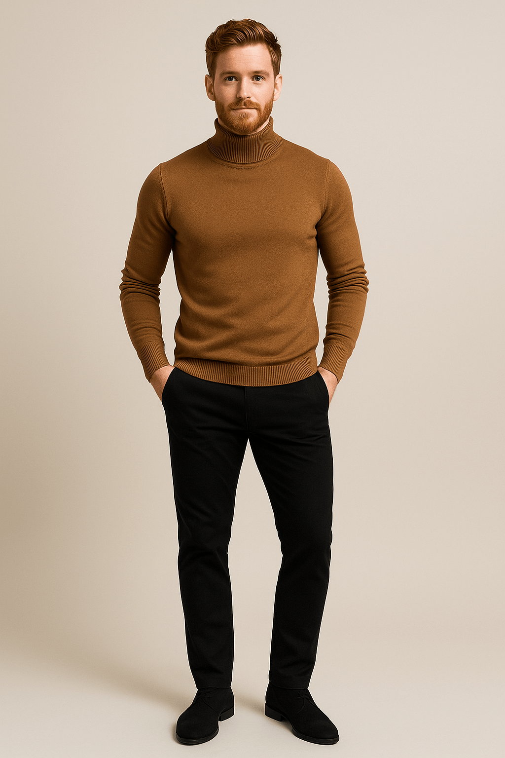 Elegant Men's Turtleneck Sweater Slim Fit Design 1