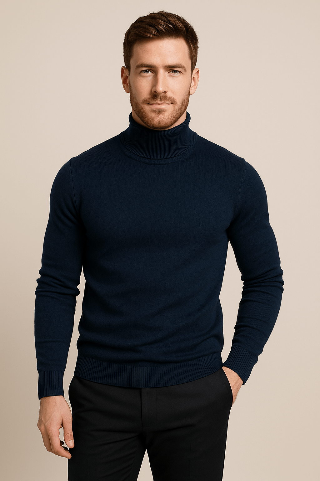 Elegant Men's Turtleneck Sweater Slim Fit Design 3