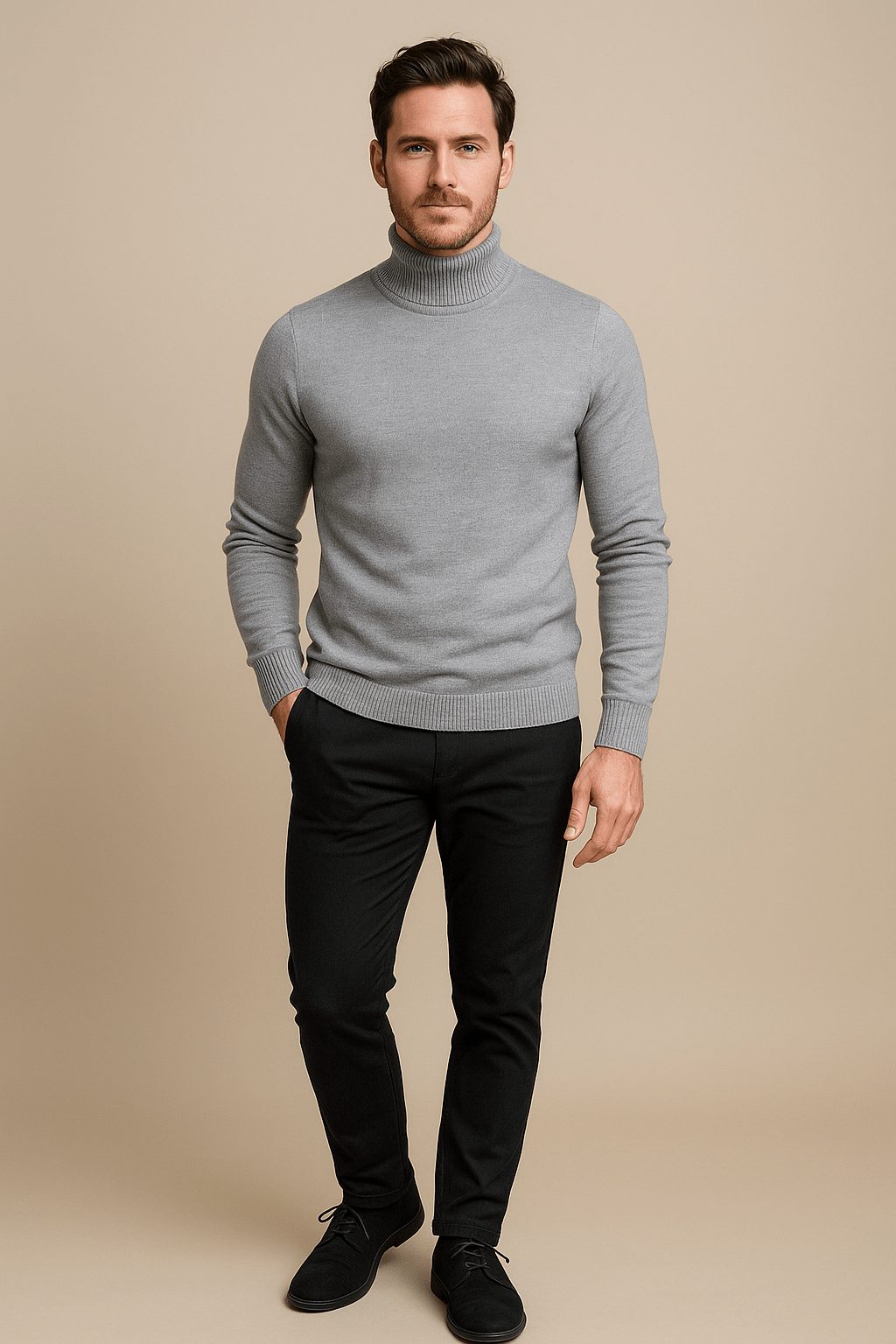 Elegant Men's Turtleneck Sweater Slim Fit Design 4
