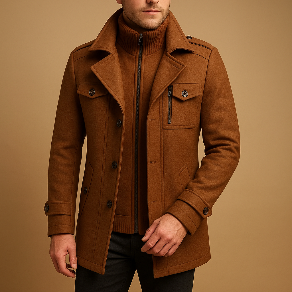 Elegant Men's Winter Coat Slim Fit Two-Piece 2