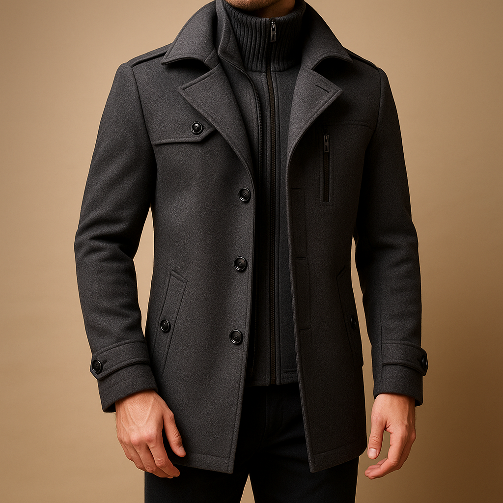 Elegant Men's Winter Coat Slim Fit Two-Piece 3
