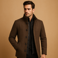 Elegant Men's Wool Coat With High Collar 0