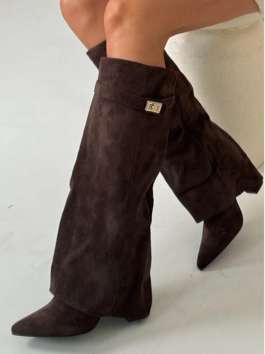 Elegant Thigh High Boots With Chic Buckle Detail 10
