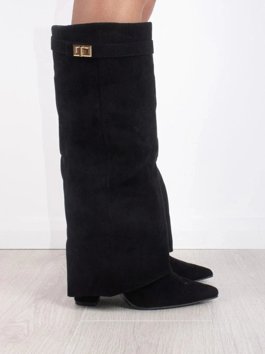 Elegant Thigh High Boots With Chic Buckle Detail 2