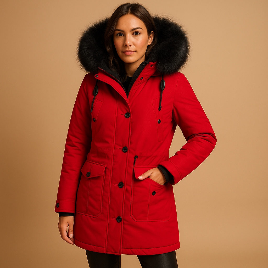 Elegant Winter Coat With Faux Fur Hood 4