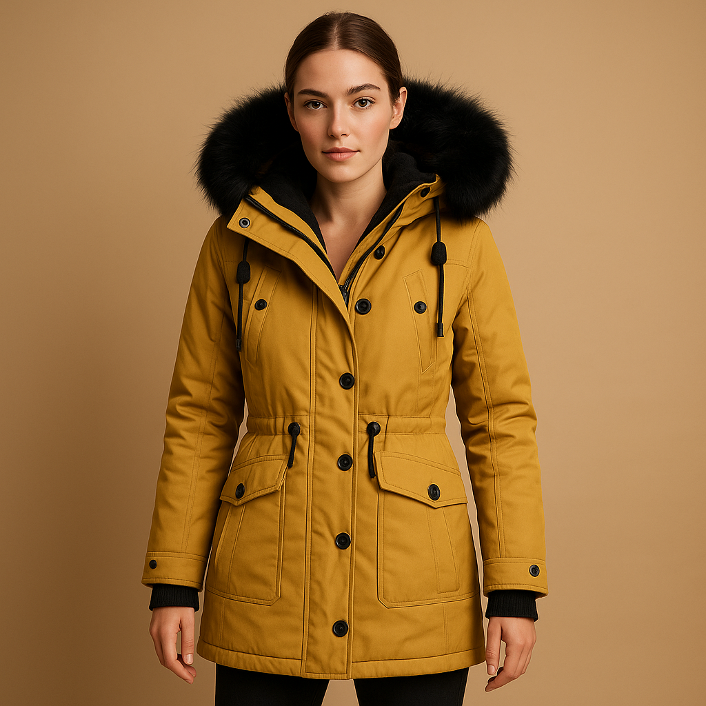 Elegant Winter Coat With Faux Fur Hood 5