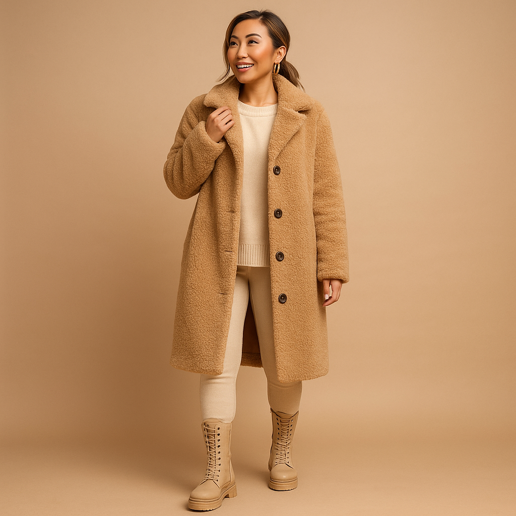 Elegant Winter Coat Women Longline Teddy Design 2