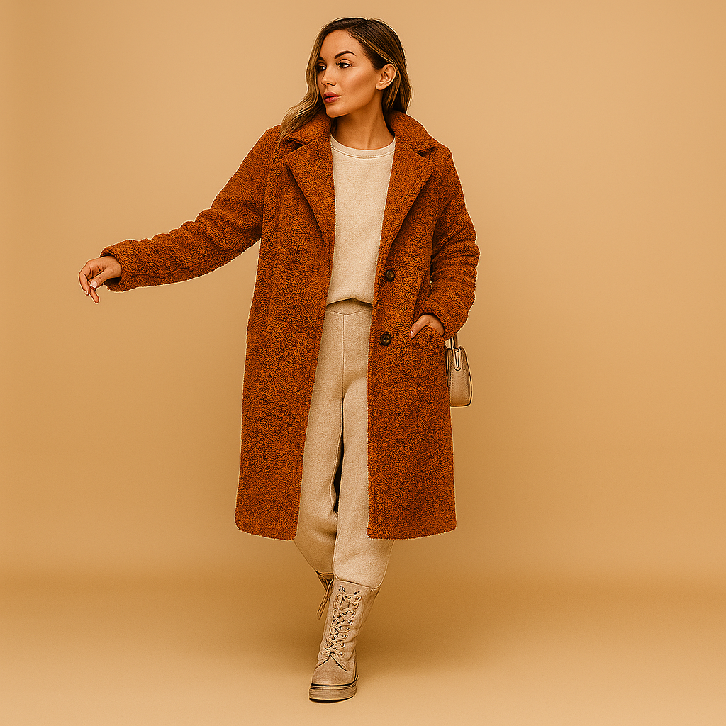 Elegant Winter Coat Women Longline Teddy Design 3