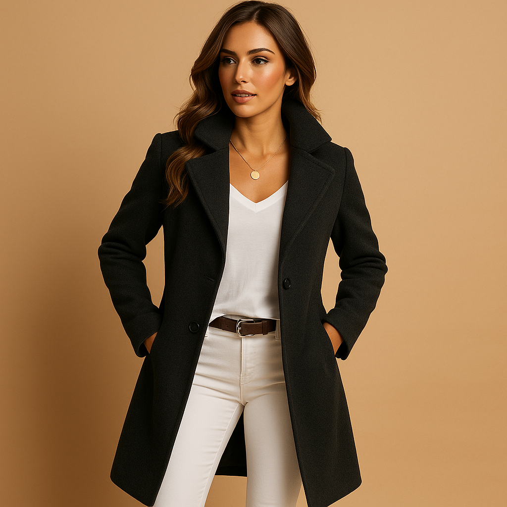 Elegant Women's Coat With Classic Collar Fit 2
