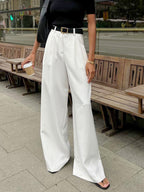Elegant Women's Wide Leg Trousers, Relaxed Fit 0