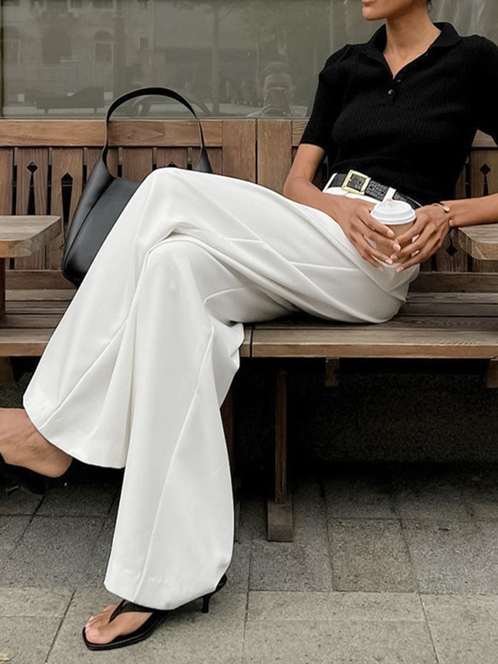 Elegant Women's Wide Leg Trousers, Relaxed Fit 3