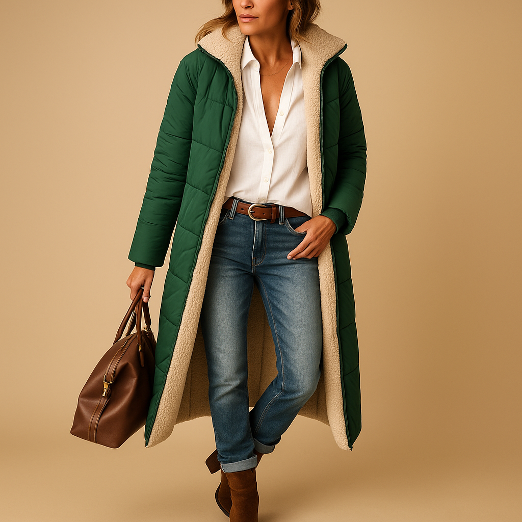 Elegant Women's Winter Coat, Long Padded, Quilted 1