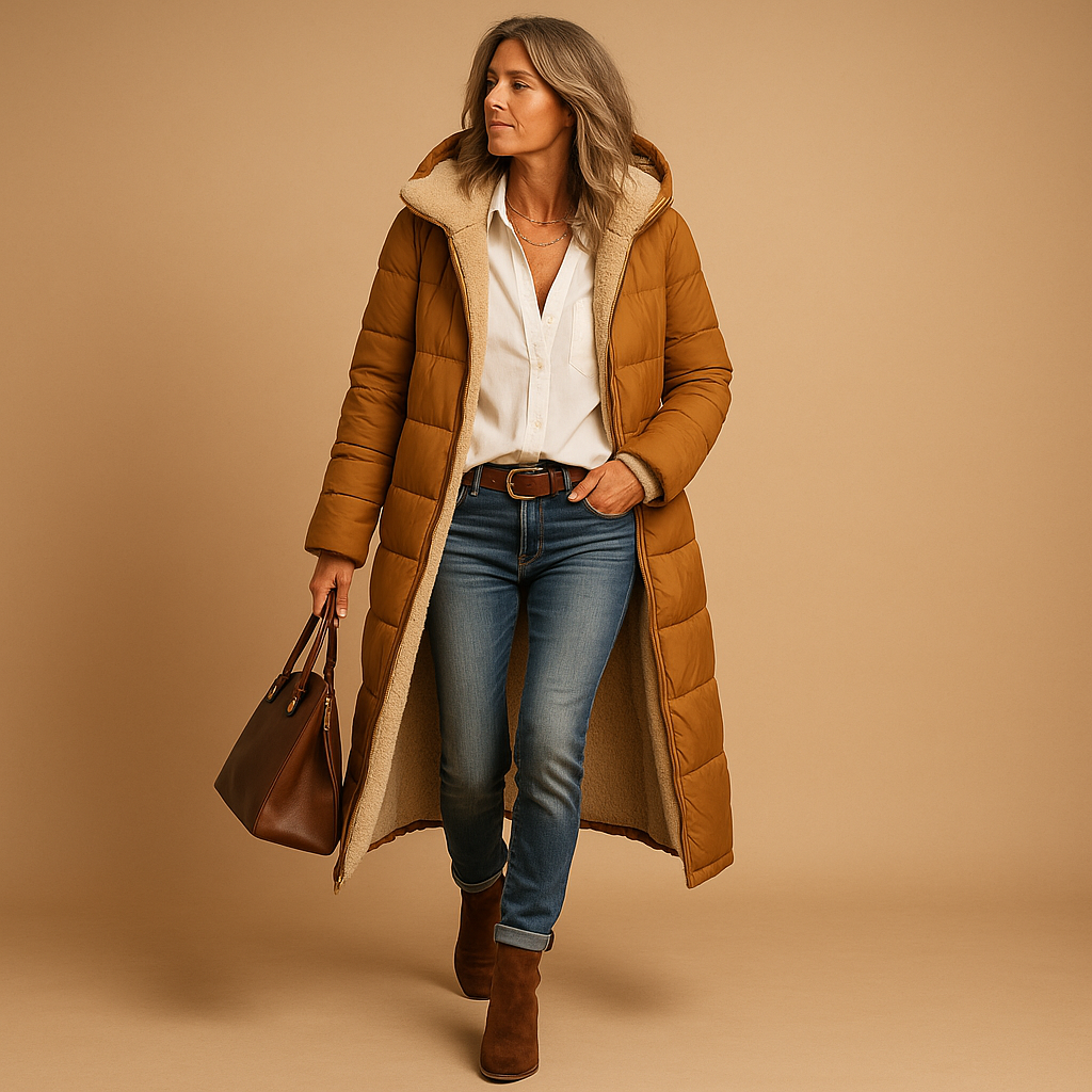 Elegant Women's Winter Coat, Long Padded, Quilted 2