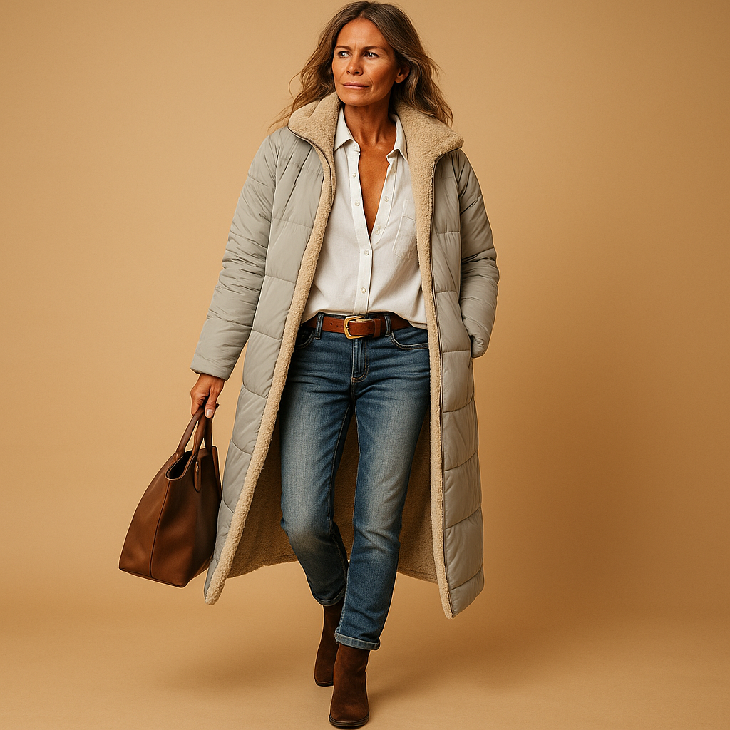 Elegant Women's Winter Coat, Long Padded, Quilted 3