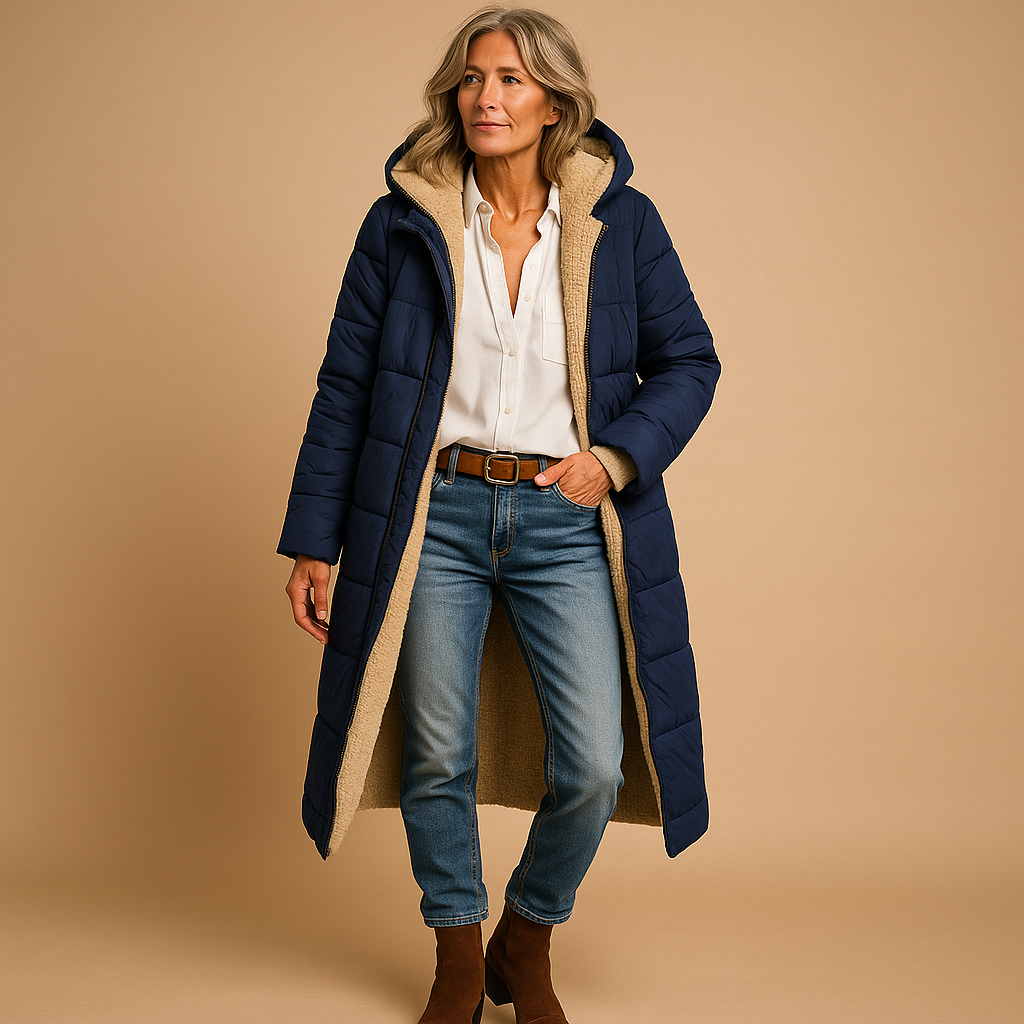 Elegant Women's Winter Coat, Long Padded, Quilted 4