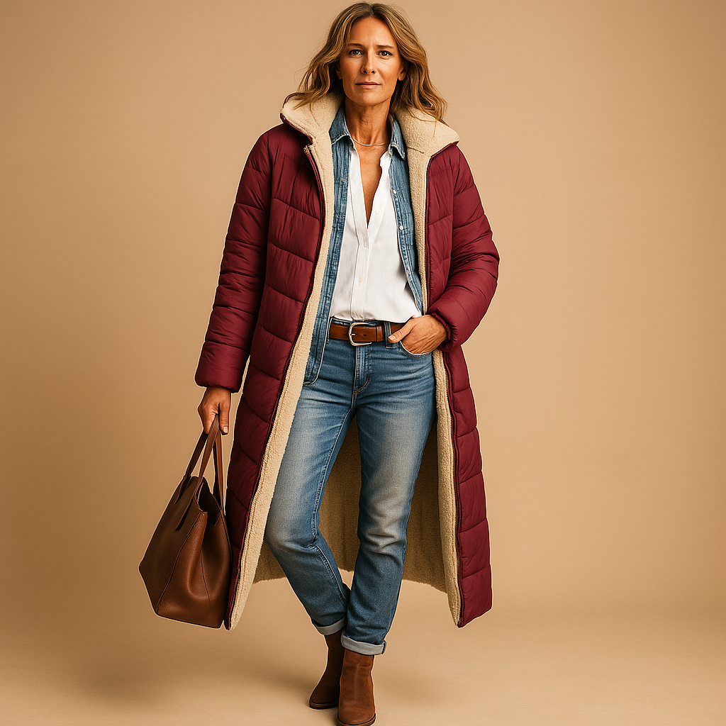 Elegant Women's Winter Coat, Long Padded, Quilted 5