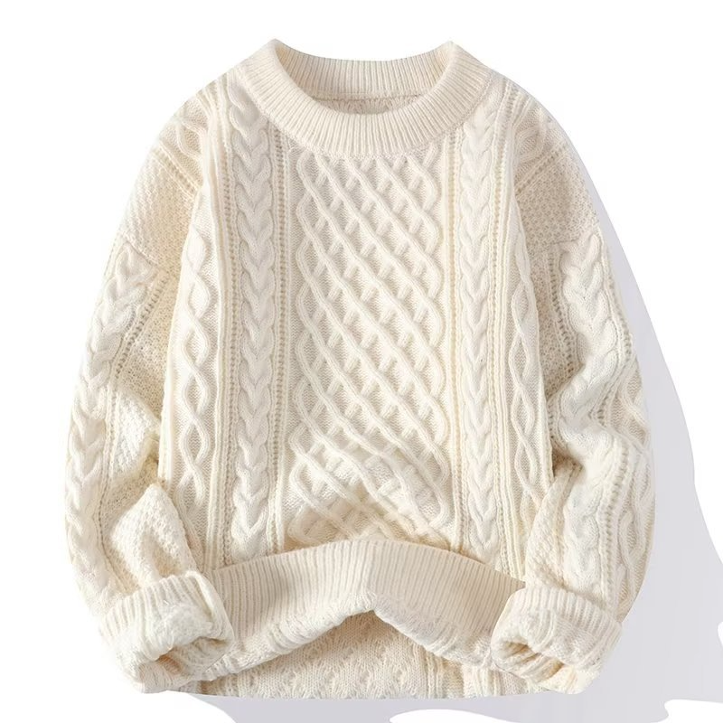 Relaxed Men's Cable Knit Sweater With Texture 0