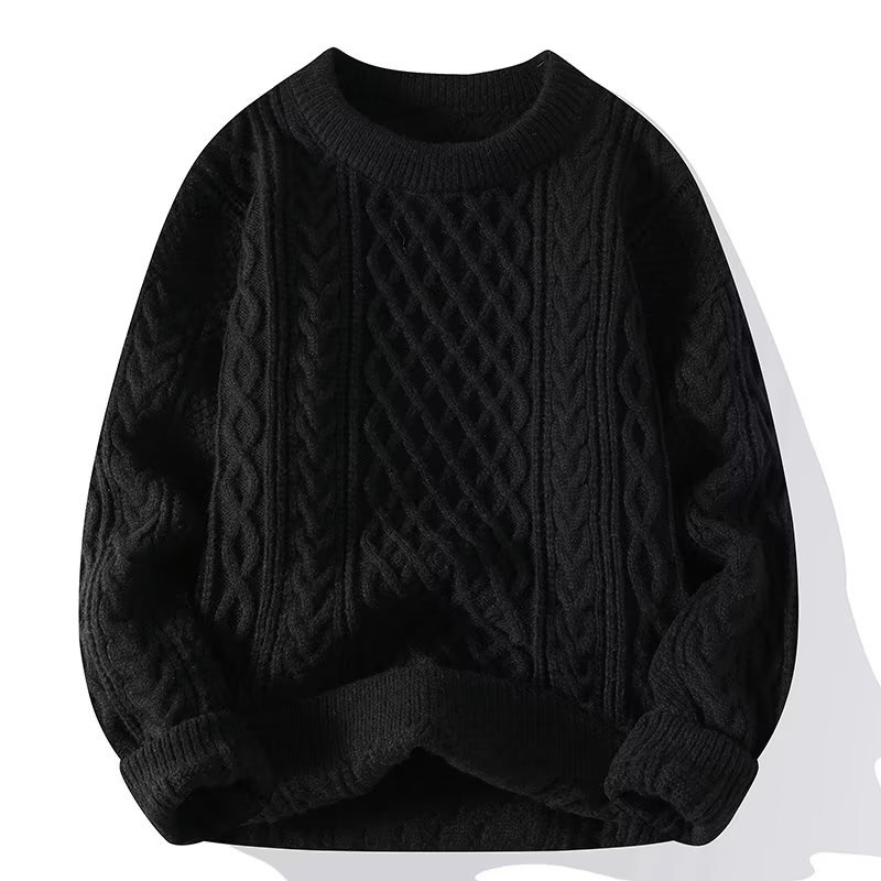 Relaxed Men's Cable Knit Sweater With Texture 1