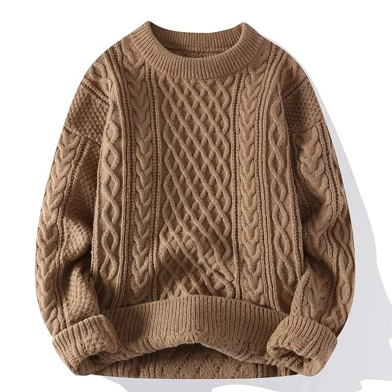 Relaxed Men's Cable Knit Sweater With Texture 2