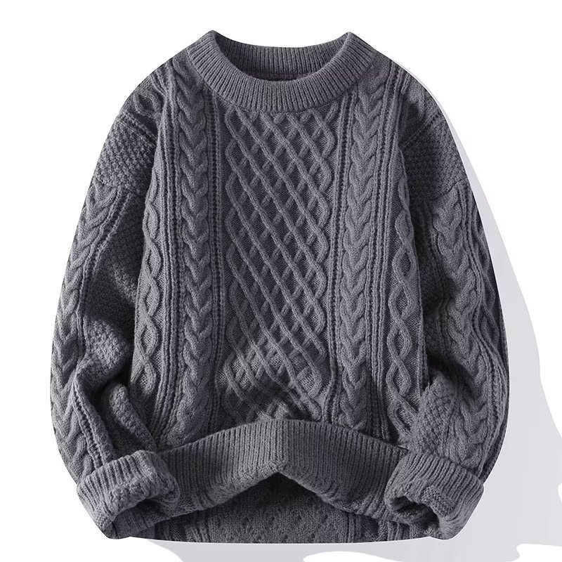 Relaxed Men's Cable Knit Sweater With Texture 3