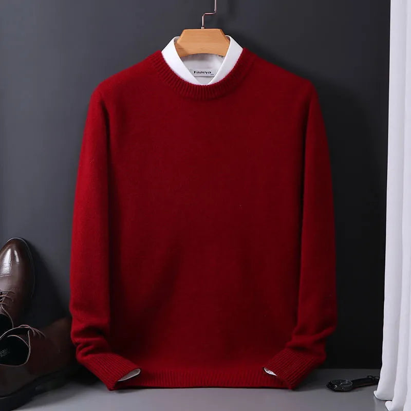Relaxed Men's Sweater with Crew Neck Design 0