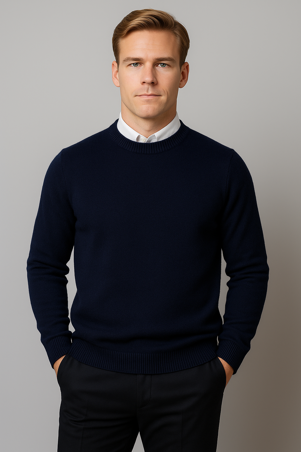 Relaxed Men's Sweater with Crew Neck Design 10