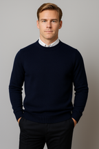 Relaxed Men's Sweater with Crew Neck Design 10