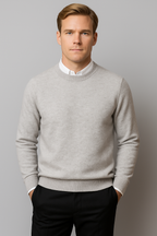 Relaxed Men's Sweater with Crew Neck Design 3