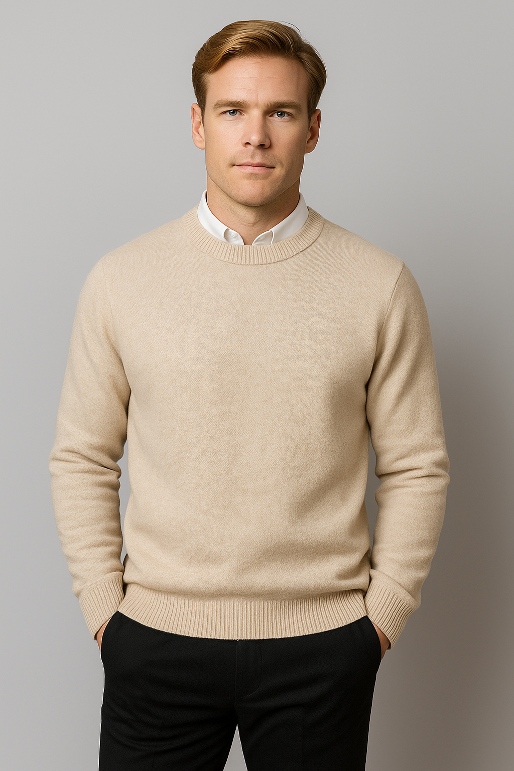 Relaxed Men's Sweater with Crew Neck Design 5
