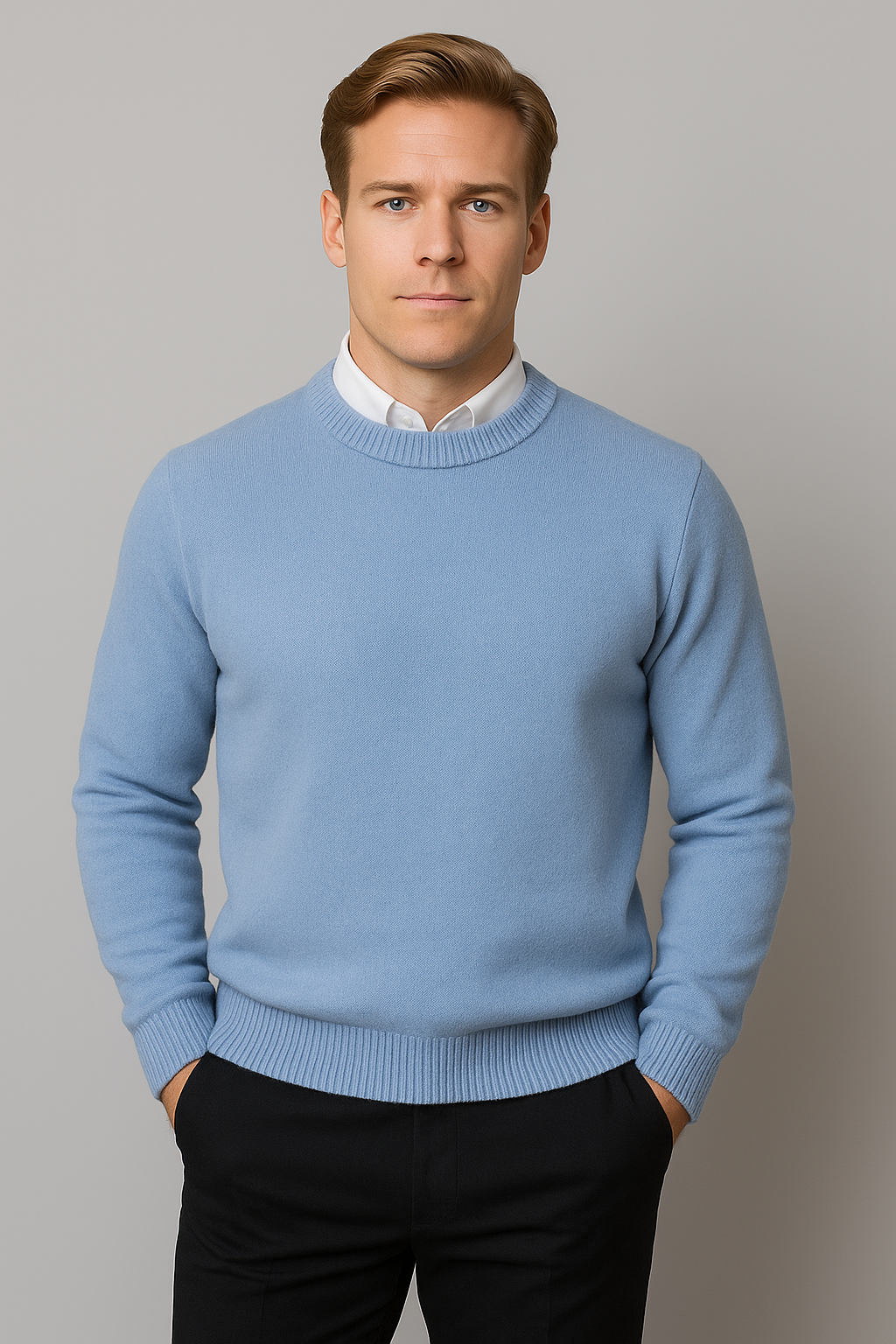 Relaxed Men's Sweater with Crew Neck Design 7
