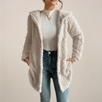 Women's Cardigan Hooded Textured Cotton Relaxed Fit for Spring Layering 0