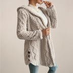 Women's Cardigan Hooded Textured Cotton Relaxed Fit for Spring Layering 1