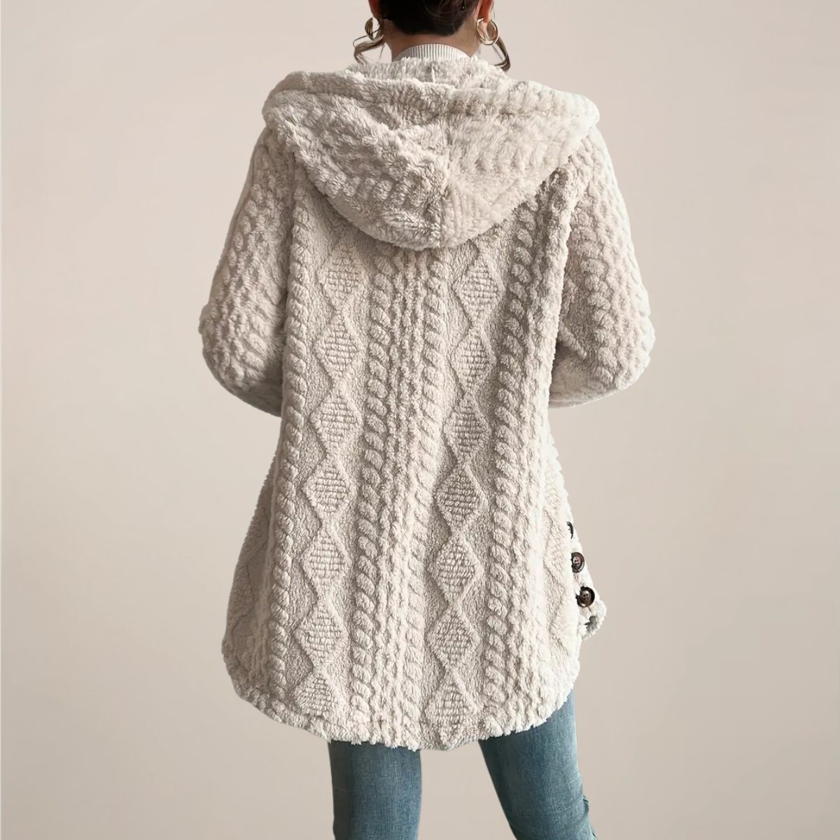 Women's Cardigan Hooded Textured Cotton Relaxed Fit for Spring Layering 2