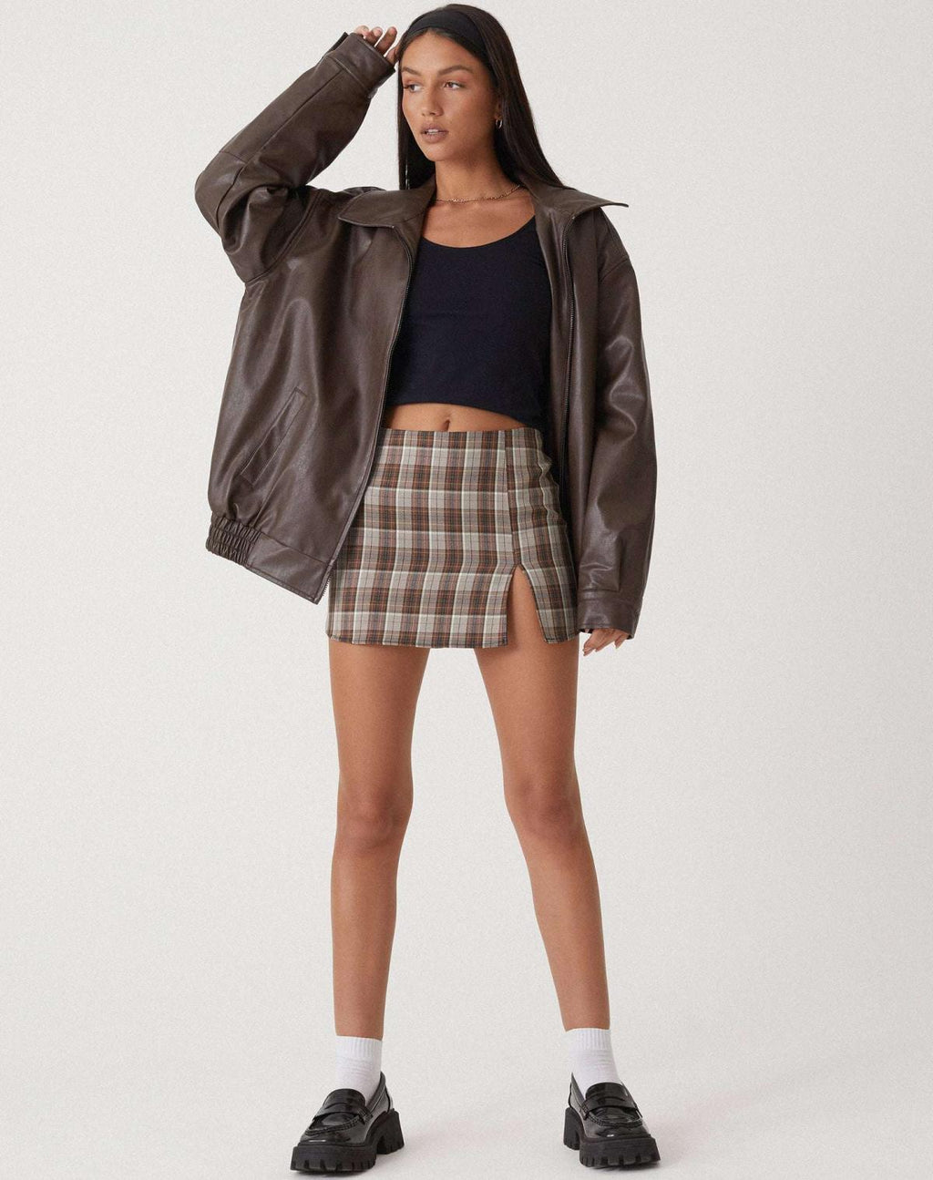 Women’s Jacket Leather Bomber Jacket Oversized Fit Minimalist Design 1