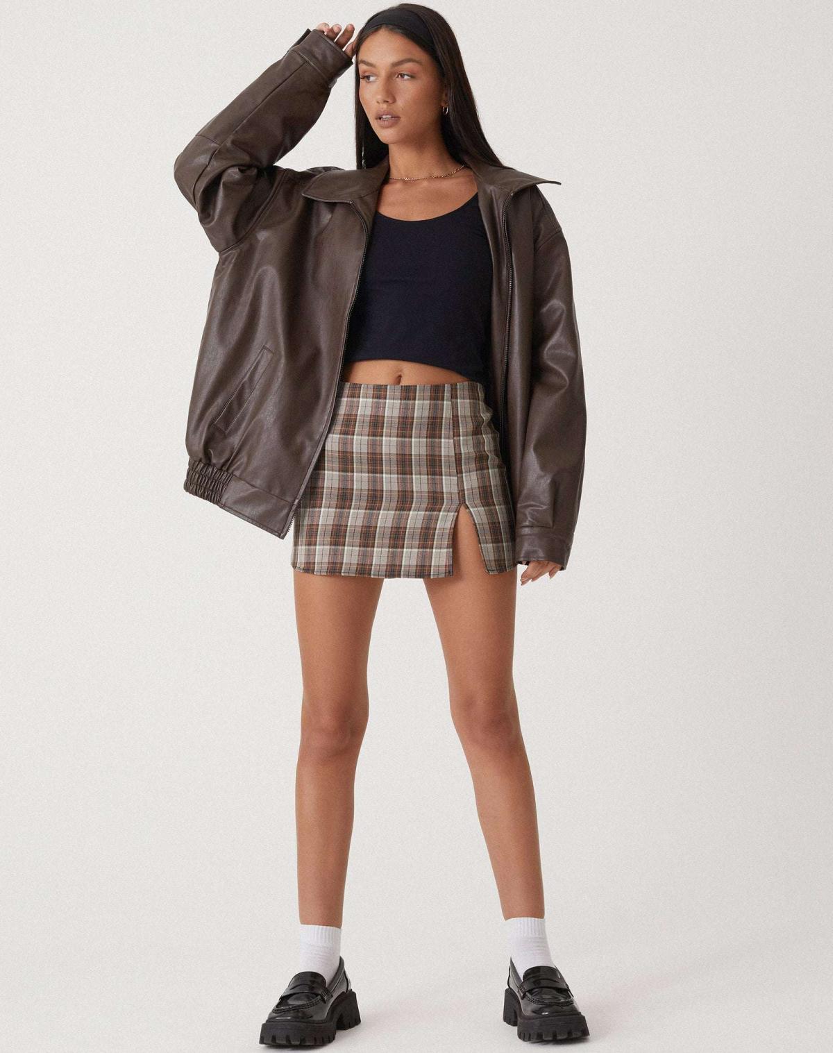 Women’s Jacket Leather Bomber Jacket Oversized Fit Minimalist Design 1