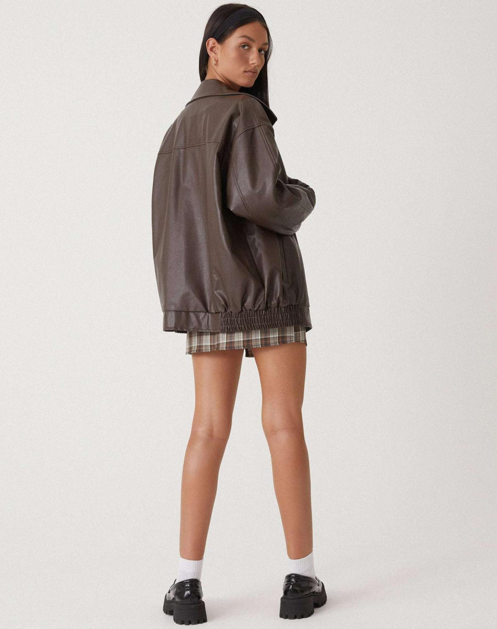 Women’s Jacket Leather Bomber Jacket Oversized Fit Minimalist Design 3