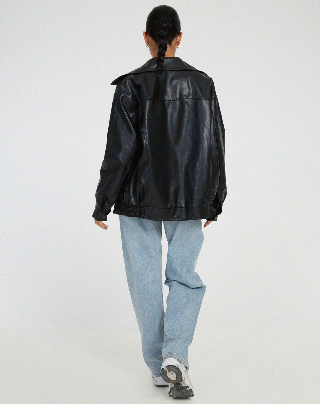 Women’s Jacket Leather Bomber Jacket Oversized Fit Minimalist Design 5