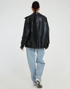 Women’s Jacket Leather Bomber Jacket Oversized Fit Minimalist Design 5