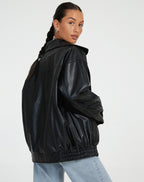 Women’s Jacket Leather Bomber Jacket Oversized Fit Minimalist Design 7