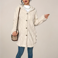 Women's Long Cardigan Hooded Textured Knit Casual Layering Spring Fit 0